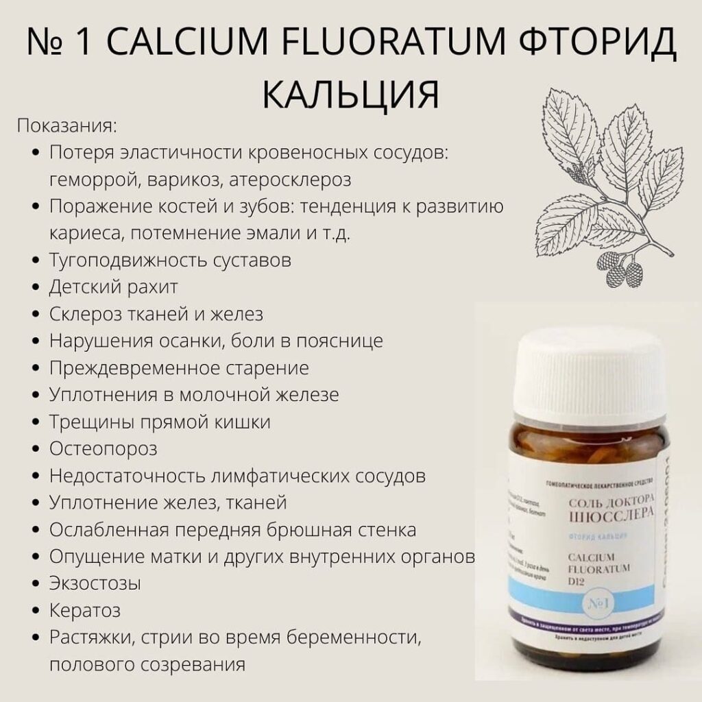 Показания Соли Шюсслера №1 Calcium Fluoratum Фторид кальция